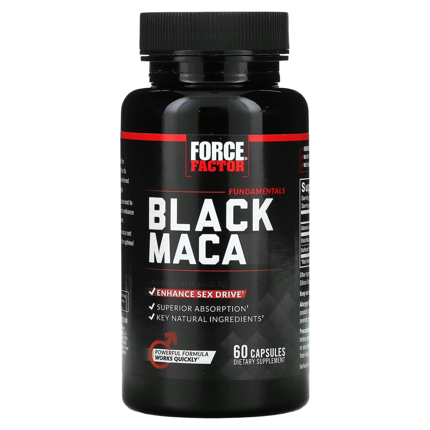 Force Factor Black Maca capsules sex drive enhancer for women and men 60 Capsules