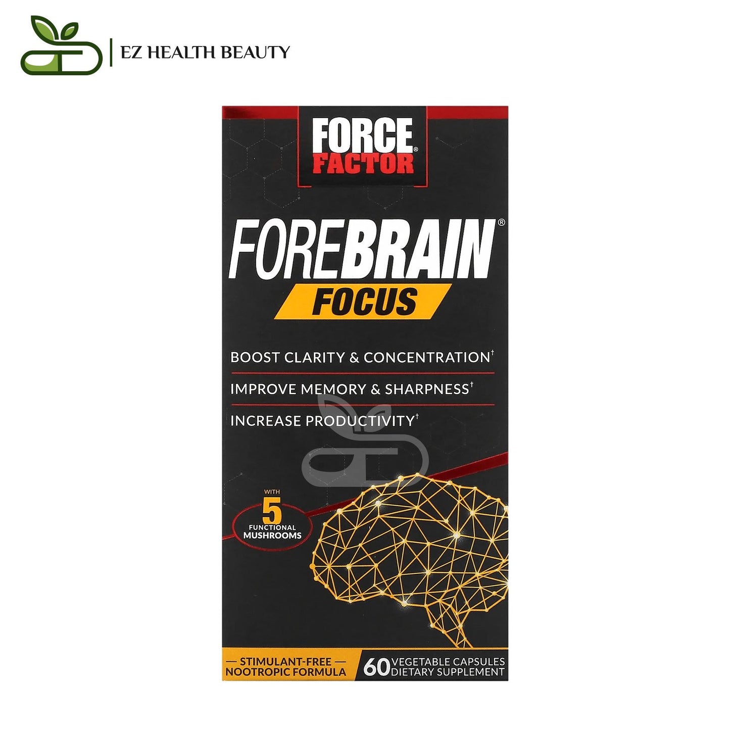 forebrain كبسولة لتعزيز الذاكرة والتركيز 60 كبسولة Forebrain Focus Force Factor