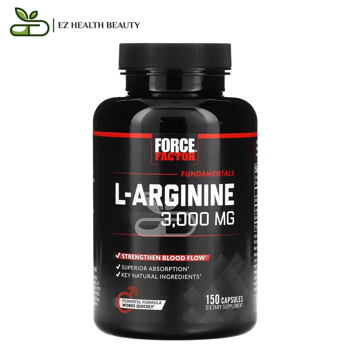 حبوب الارجنين فورس فاكتور لزيادة تدفق الدم 150 كبسولة Force Factor L-Arginine 3000 mg