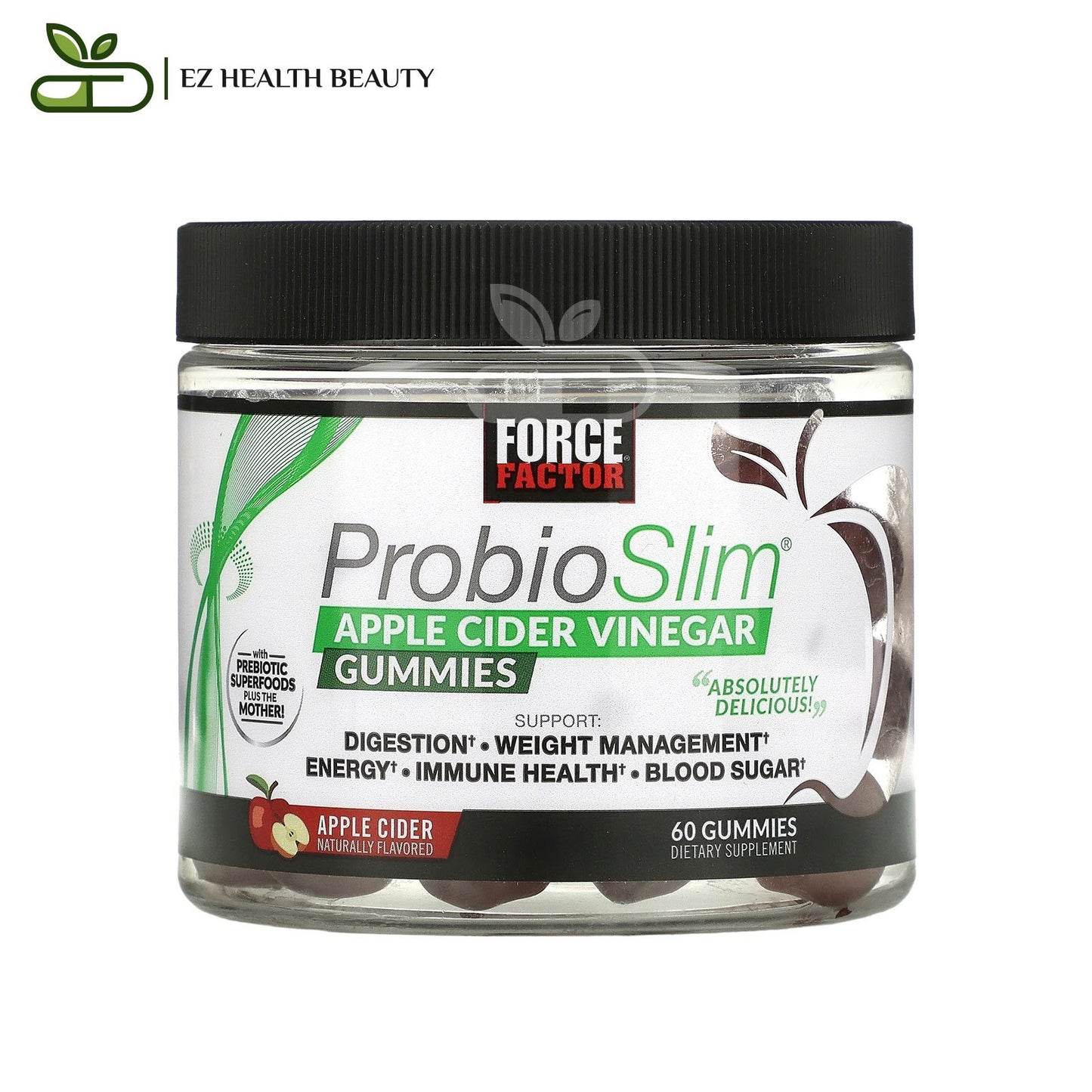 ProbioSlim Apple Vinegar Gummies For Energy, Immunity and Weight Management Force Factor 60 Gummies