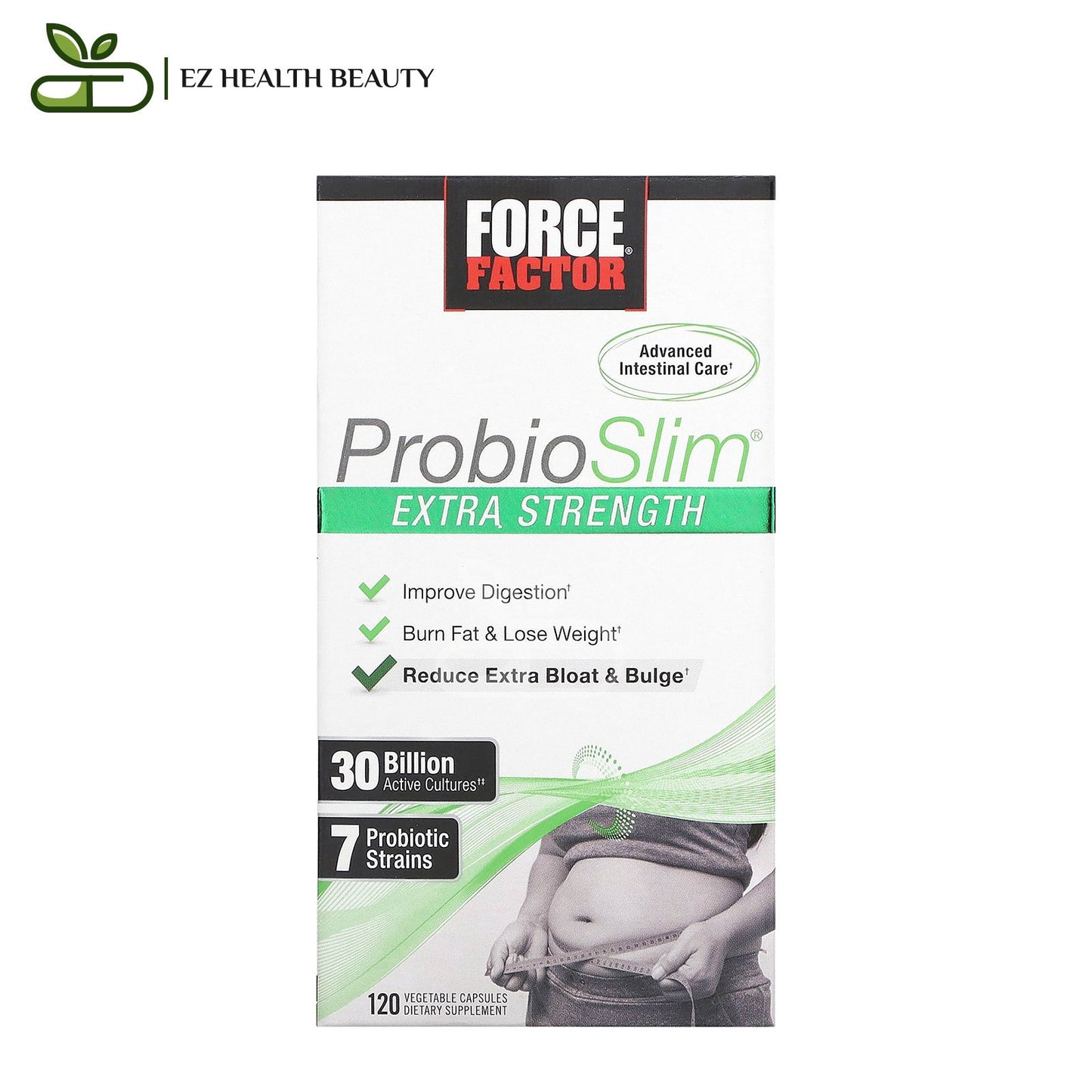 اقوى حبوب للتخسيس بروبيو سليم ProbioSlim لتحسين عملية الهضم من فورس فاكتور‏ – Force Factor ProbioSlim Extra Strength 30 Billion CFU, 120 Vegetable Capsules