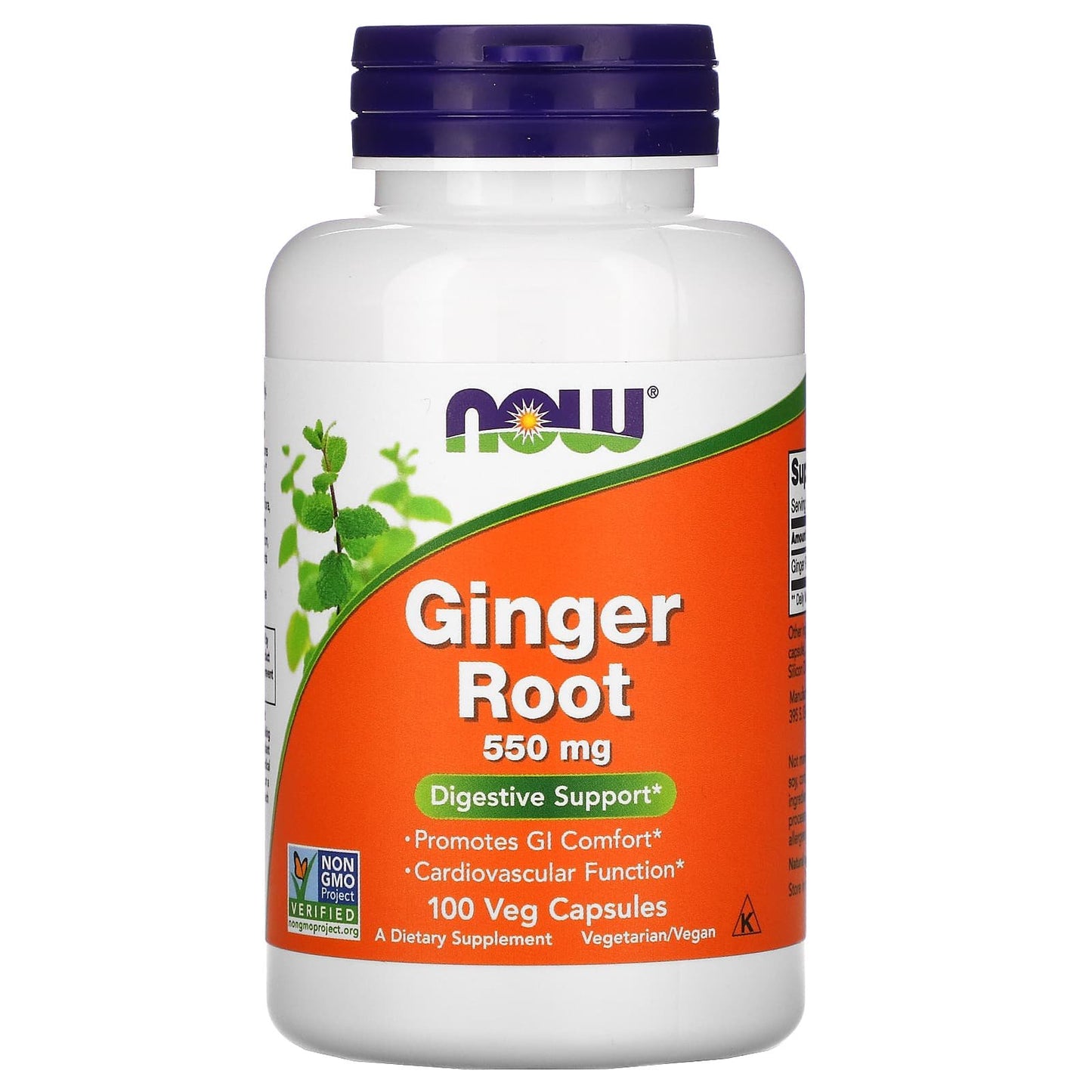 اقراص الزنجبيل مكمل غذائي لتحسين صحة الجهاز الهضمي 550 ملجم 100 كبسولة - NOW Foods Ginger Root