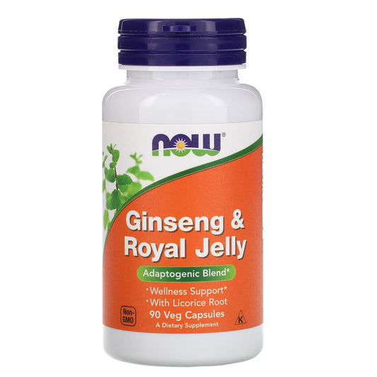 الجينسنغ وغذاء ملكات النحل لتجديد خلايا الجسم 90 كبسولة - Ginseng &amp; Royal Jelly NOW Foods