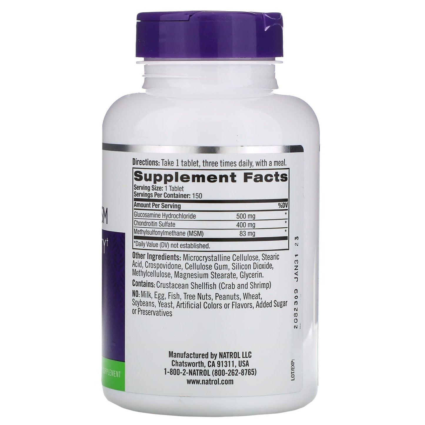 ناترول ‏دواء جلوكوزامين كوندرويتين وام اس ام للعضلات والعظام Natrol Glucosamine Chondroitin and MSM عدد 150 قرص