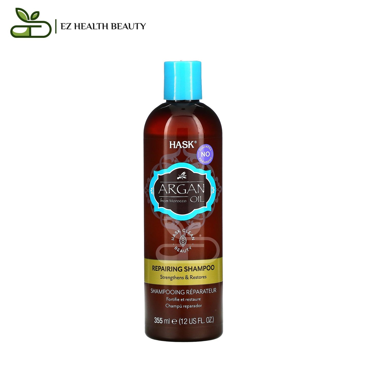 شامبو زيت الأرجان المغربي هاسك بيوتي لإصلاح الشعر Hask Beauty, Argan Oil From Morocco, Repairing Shampoo 355 ML