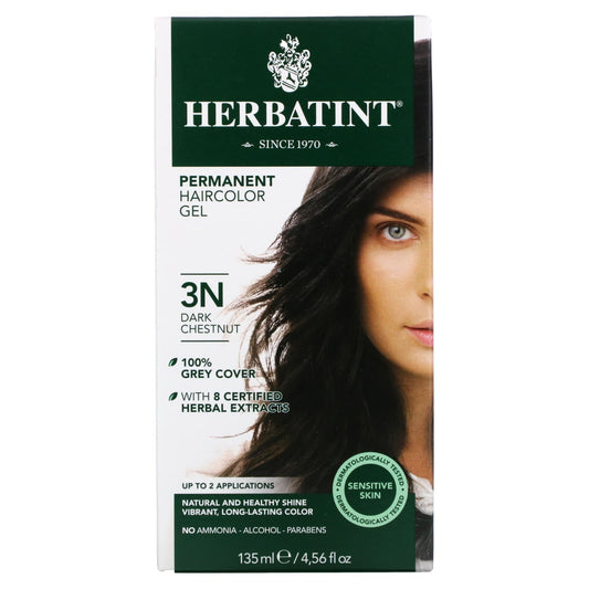 صبغة herbatint أفضل صبغة شعر بدون امونيا درجة 03 لون كستنائي داكن Herbatint, Permanent Haircolor Gel 135 مل