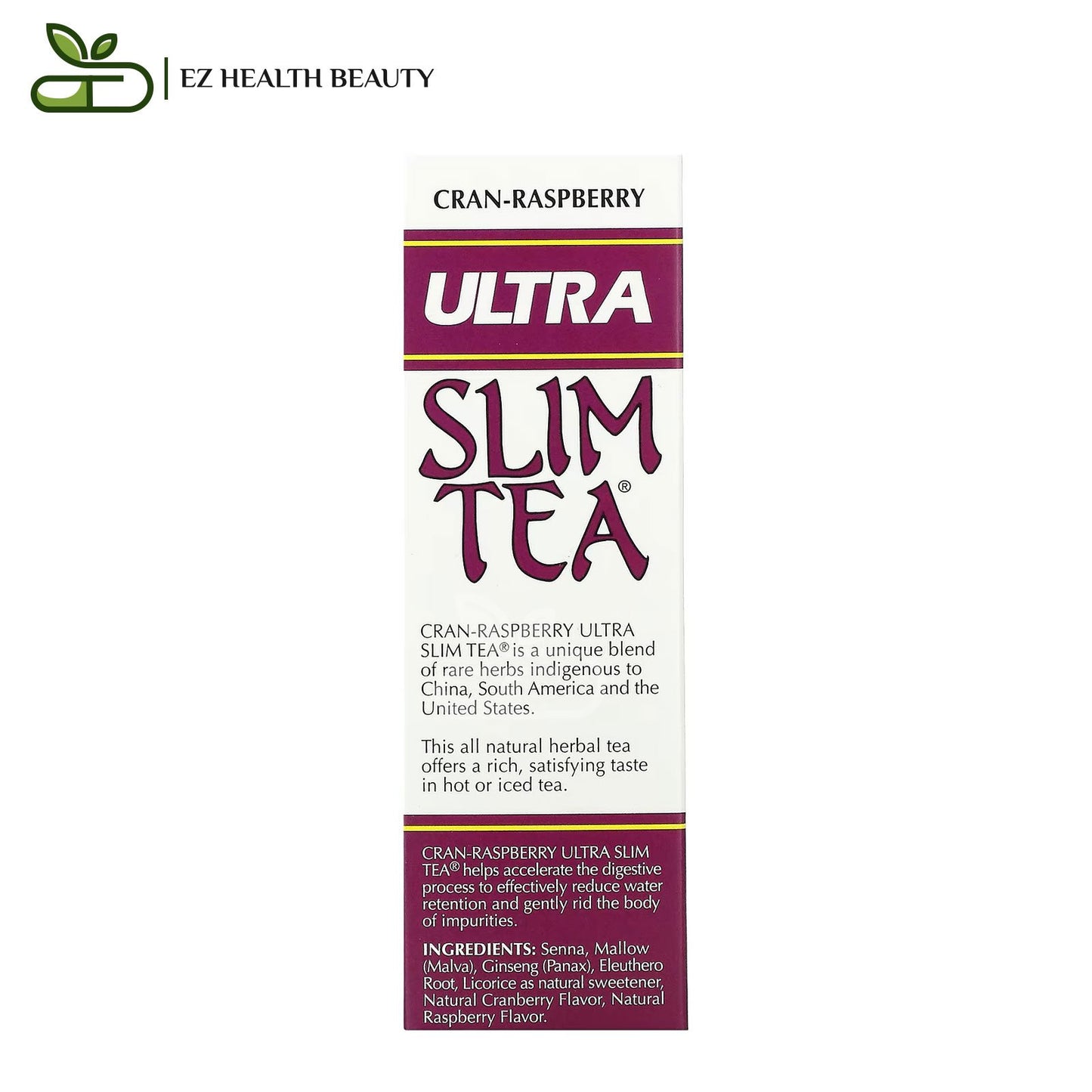 Ultra Slim Herbal Tea To Loss Weight Cran-Raspberry Caffeine Free Hobe Labs 24 Herbal Tea Bags 1.69 oz (48 g)