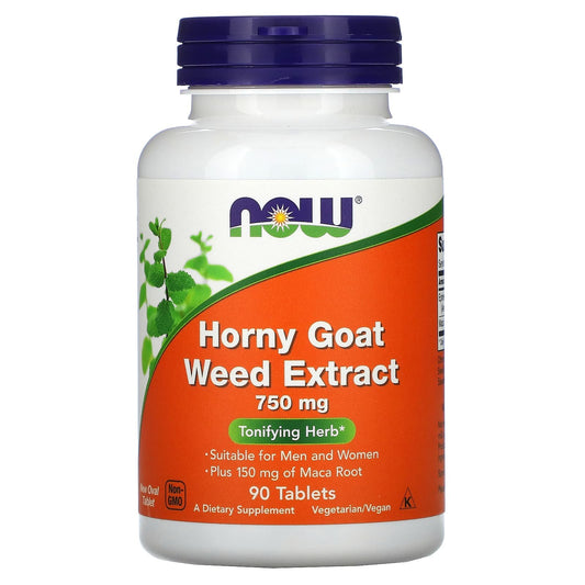 كبسولات عشبة العنزة مع الماكا لتحسين الصحة الجنسية 750 ملجم 90 كبسولة NOW Foods horny goat weed with maca