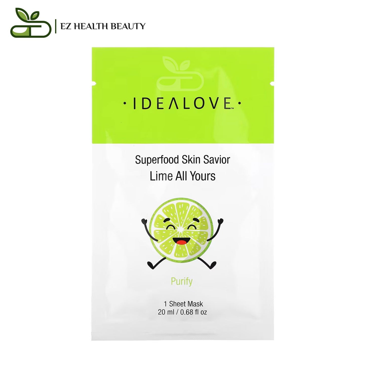 Lime All Yours Mask Superfood Skin Savior Idealove 1 Beauty Sheet Mask, 0.68 fl oz (20 ml)