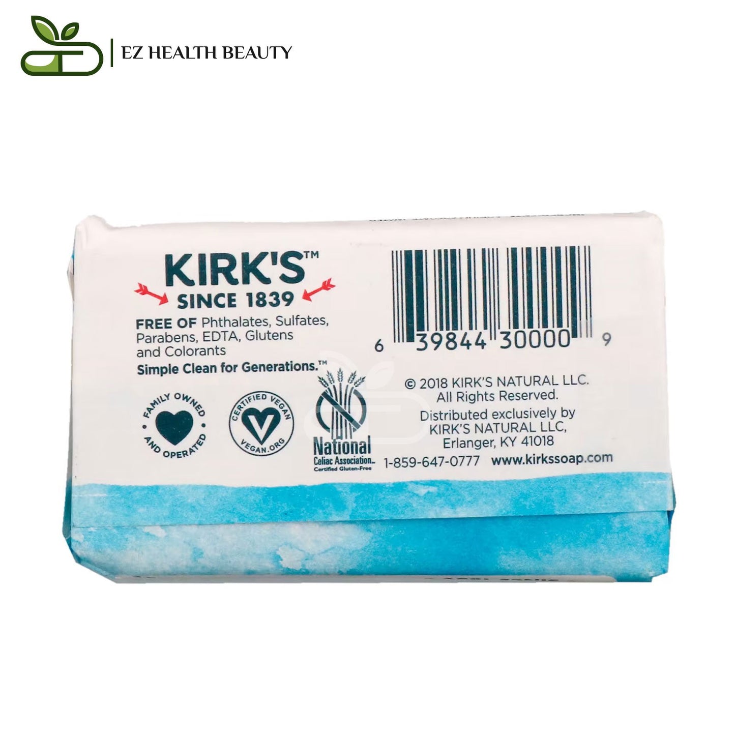 كيركس صابون زيت جوز الهند برائحة منعشة وأصلية، خالي من العطور، 32 جم - Kirks, 100% Premium Coconut Oil Gentle Castile Soap, Original Fresh Scent, 1.13 oz (32 g)