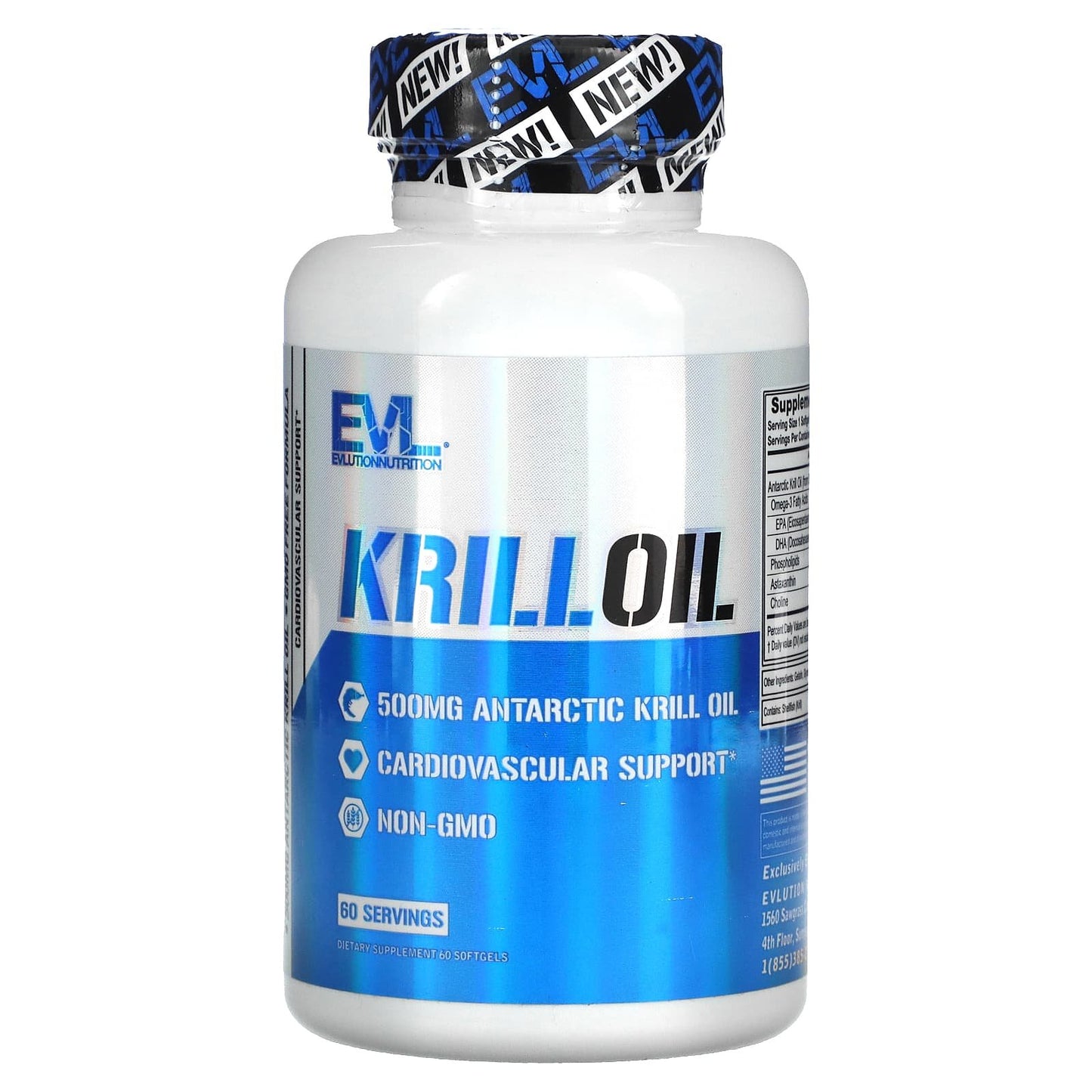 EVLution Nutrition Krill Oil 500 mg  omega 3 - 60 Softgels