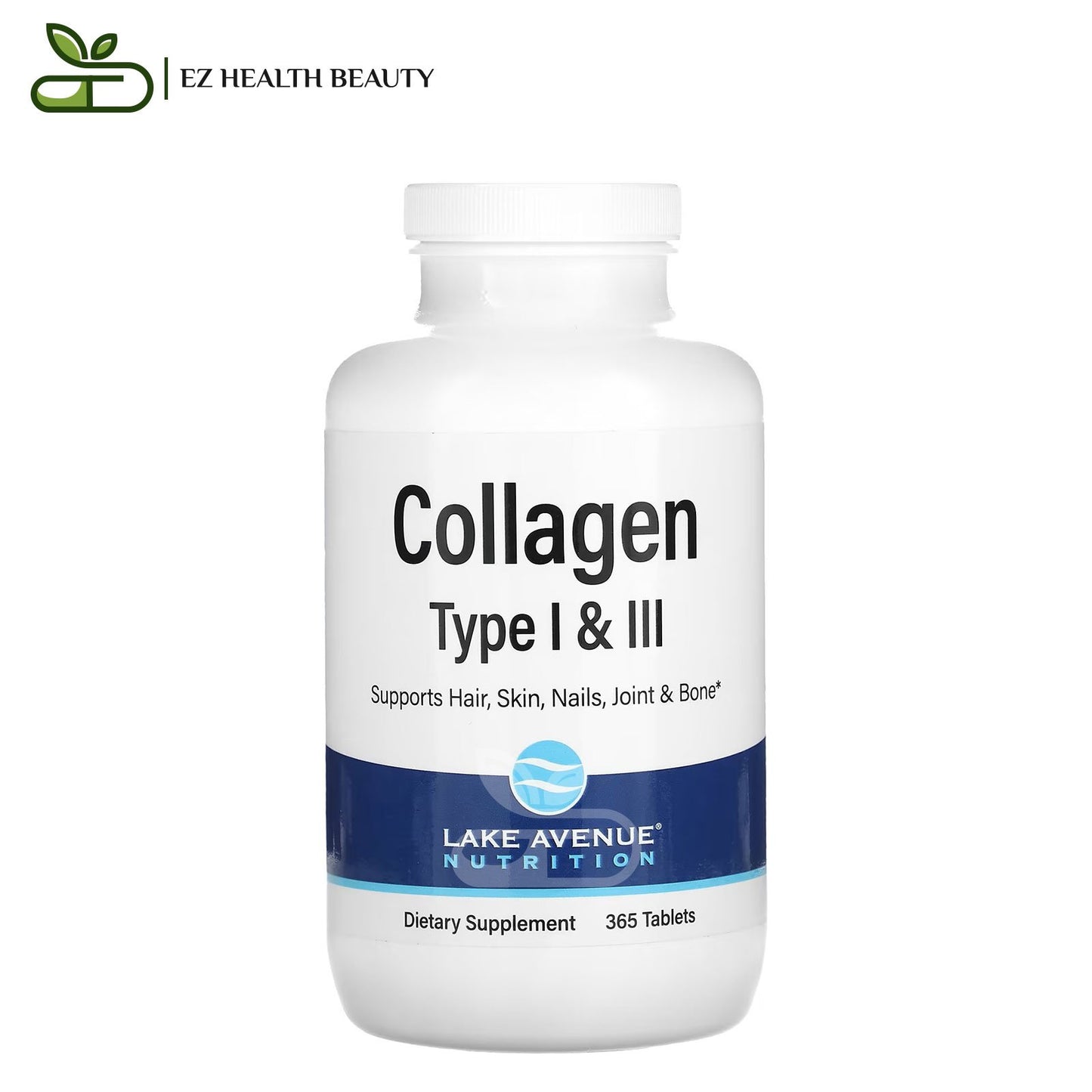 Hydrolyzed Collagen Type I & III Supports Hair, Skin, Nails, Joint and Bone Lake Avenue Nutrition 1,000 mg 360 Tablets