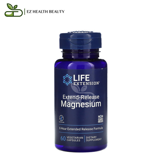 حبوب مغنيسيوم ممتد المفعول لدعم صحة القلب والأوعية الدموية والعظام 60 كبسولة Extend-Release Magnesium Life Extension