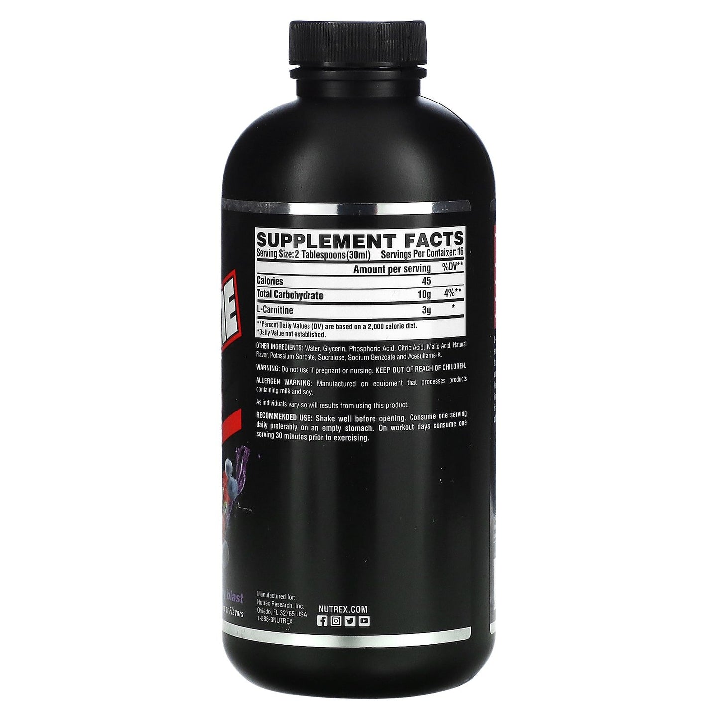 Nutrex Research liquid l carnitine 3000 to increase strength with Berry Blast flavour - 16 fl oz (480 ml)