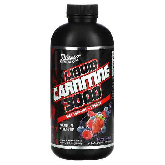 Nutrex Research liquid l carnitine 3000 to increase strength with Berry Blast flavour - 16 fl oz (480 ml)