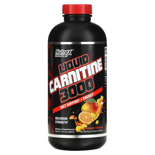 Nutrex Research l carnitine 3000 liquid Maximum Strength with orange mango flavour - 16 fl oz (480 ml)