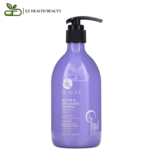 Luseta purple shampoo biotin and collagen for hair strengthening and thickening - 16.9 fl oz (500 ml)