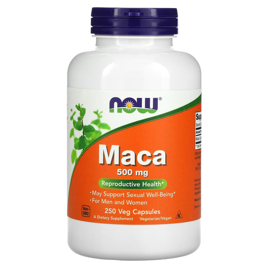 ماكا كبسول لتحسين الصحة الجنسية 500 مجم 250 كبسولة - now foods maca 500 mg