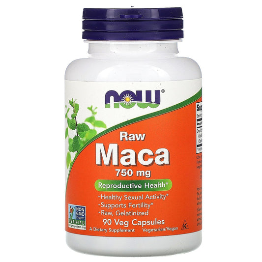 NOW Foods Maca Raw 750 mg  diatery vegatrian supplement - 90 Veg Capsules