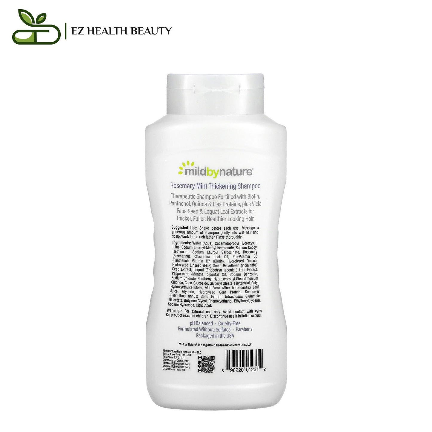 Hair Thickening Shampoo B-Complex & Biotin Rosemary Mint Mild By Nature 16 fl oz (473 ml)