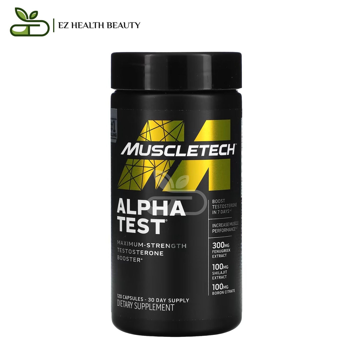 مكمل ألفا تست مسل تك 120 كبسولة | MuscleTech Alpha Test لزيادة مستوى هرمون التستوستيرون