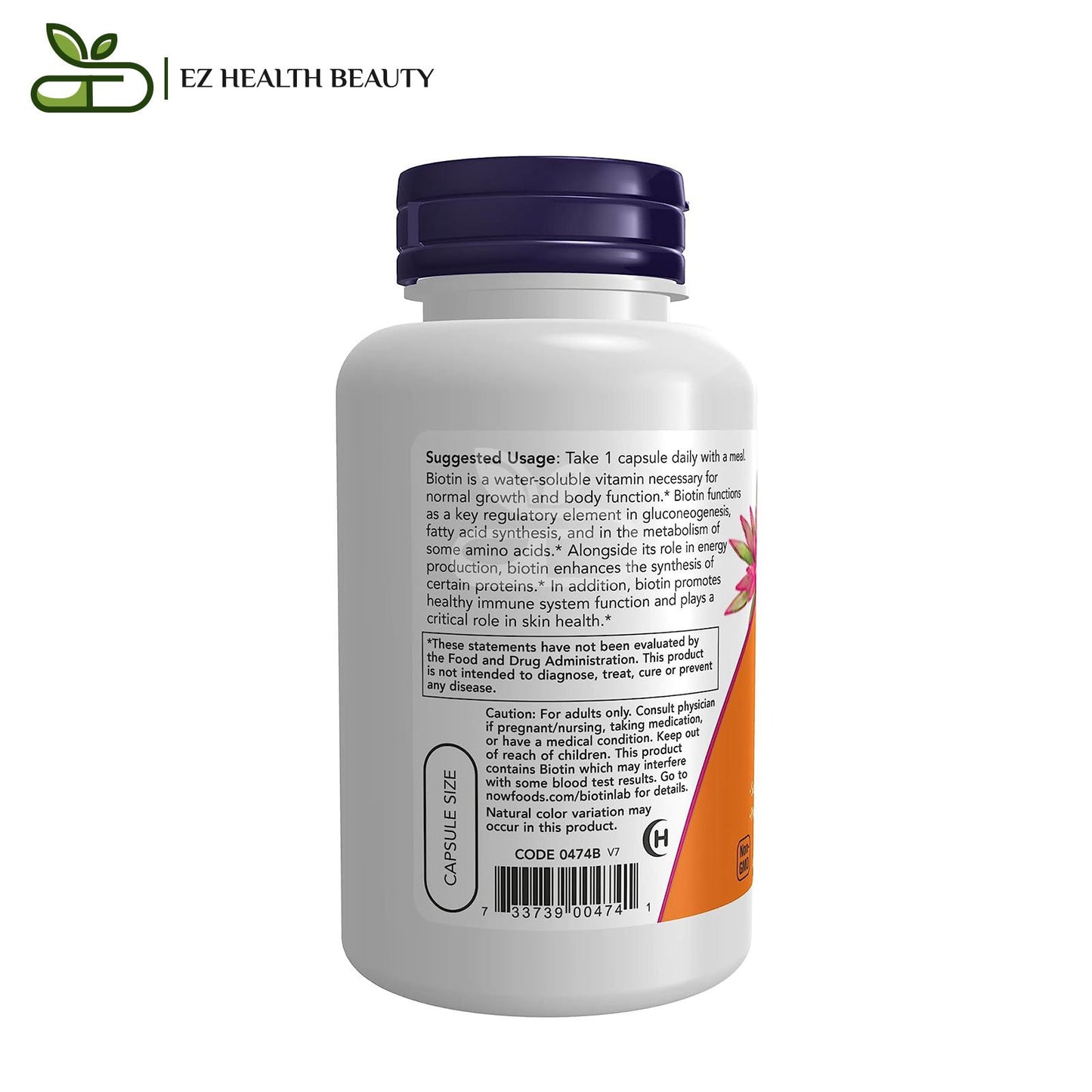 NOW Foods Biotin 5,000 mcg, 120 Veg Capsules to strengthen immunity