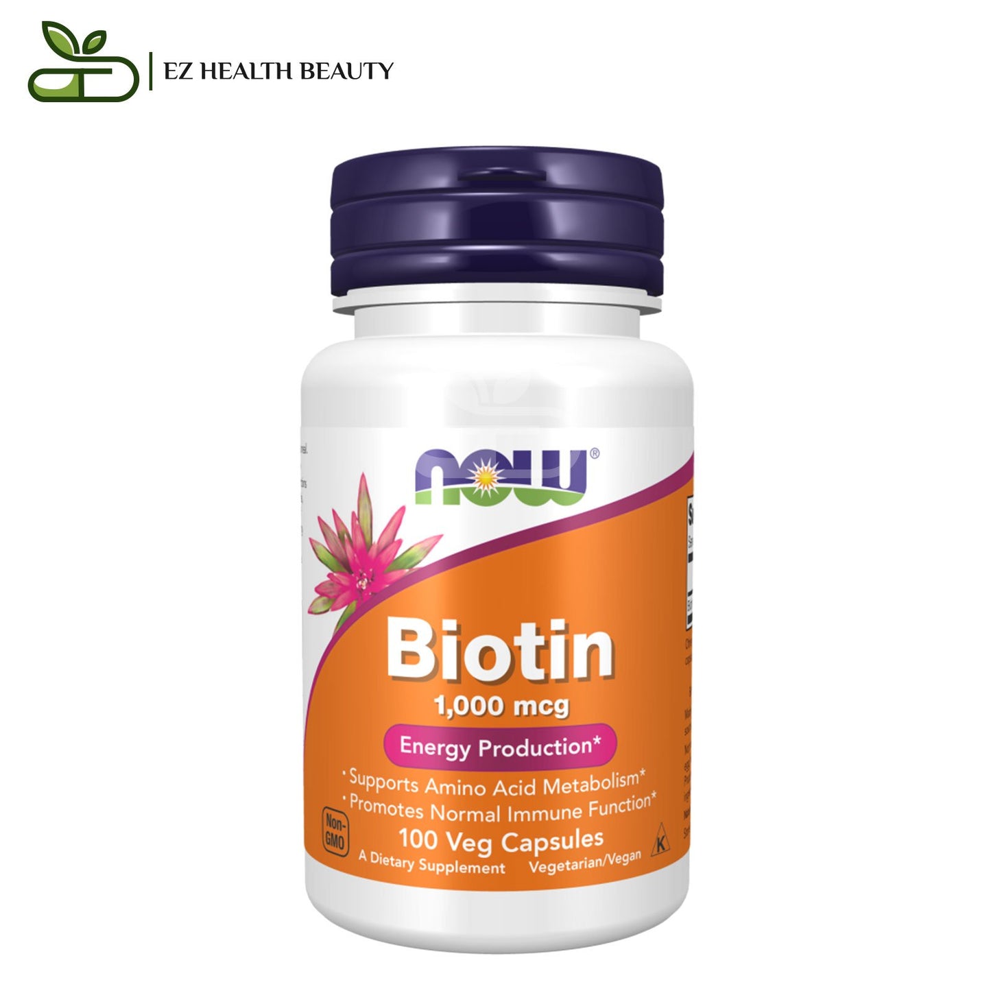 Biotin 1000mg Tablets Energy Production Now Foods 100 Veg Capsules