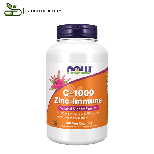 فيتامين سي مع زنك للمناعة 180 كبسولة نباتية C-1000 Zinc Immune Now Foods