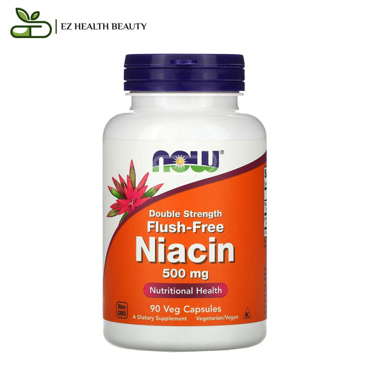 NOW Foods Flush-Free Niacin Double Strength 500 mg, 90 Veg Capsules