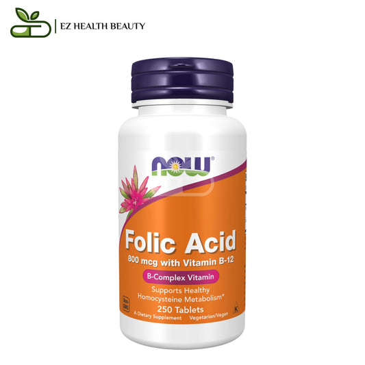 أقراص حمض الفوليك لتعزيز صحة الحامل من ناو فودز | NOW Foods Folic Acid 800 mcg, 250 Tablets