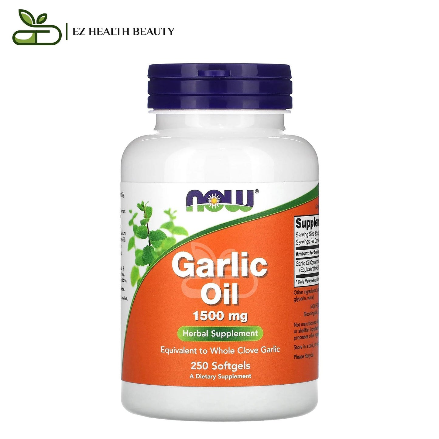 كبسولات زيت الثوم لدعم صحة الجسم 500 مجم 250 كبسولة Garlic Oil Softgels Now Foods