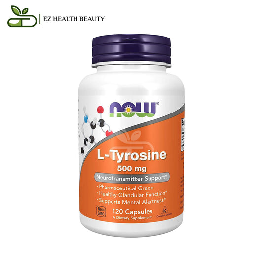 NOW Foods L-Tyrosine 500 mg, 120 Capsules for increasing mental alertness