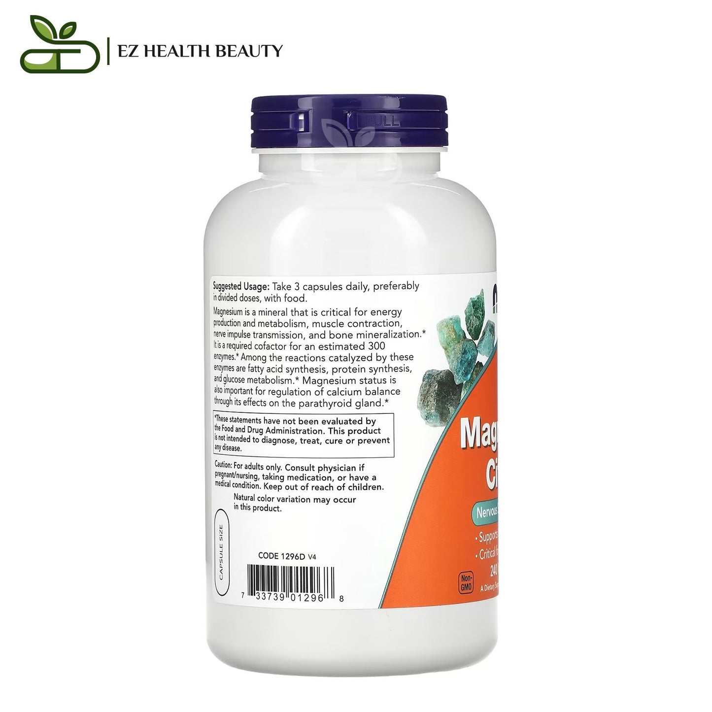 اقراص ماغنسيوم سترات 400 لدعم الجهاز العصبي 240 قرص NOW Foods Magnesium Citrate Capsules