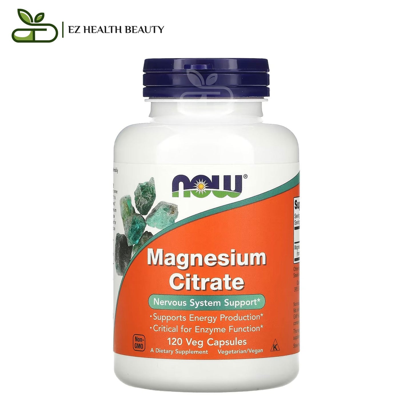 NOW Foods magnesium citrate 400 mg capsules for nervous system support - 120 capsules