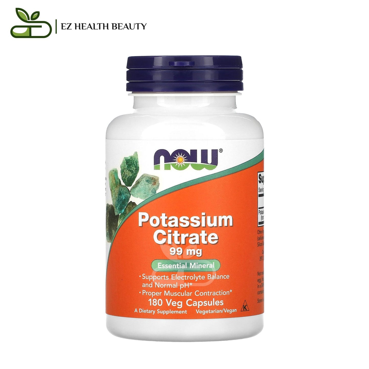 Potassium Citrate Capsules To Support Electrolyte Balance NOW Foods 99 mg 180 Veg Capsules