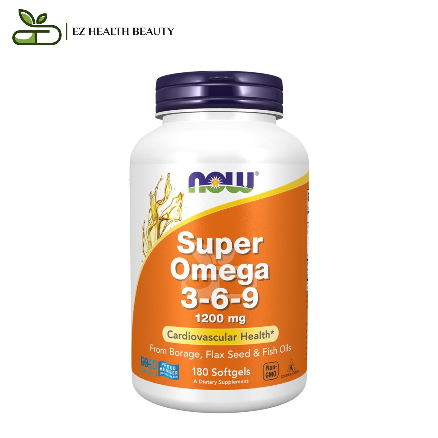 حبوب اوميغا 3 6 9 لصحة الأوعية الدموية 1200 مجم 180 كبسولة Super Omega 3-6-9 Now Foods