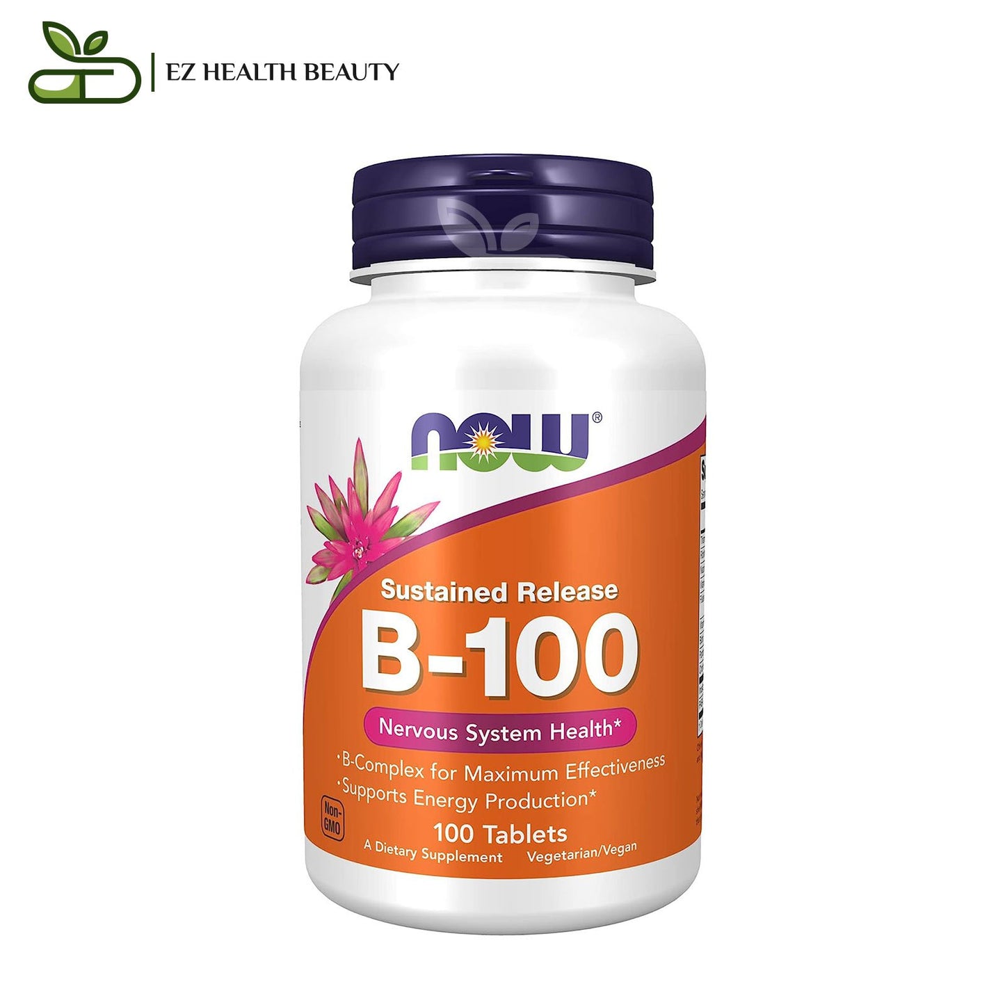 كبسولات فيتامين ب-100 ممتد المفعول ناو فودز لتحسين وظائف المخ | NOW Foods Sustained B-100 50mg - 250 Tablets