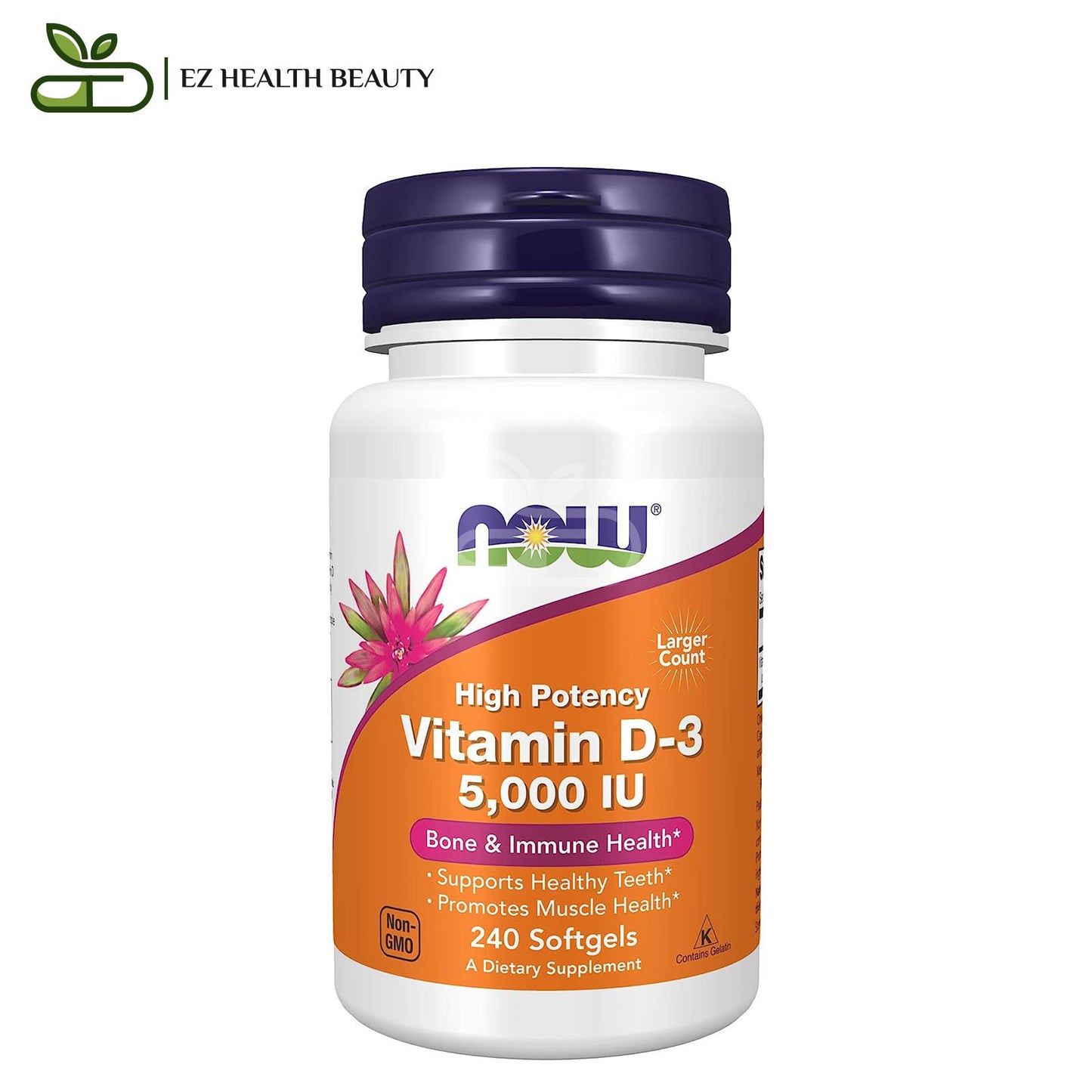 NOW Foods Vitamin D3 High Potency 5,000 IU, 240 Softgels to improve bone strength