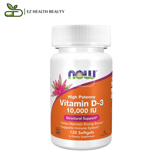 NOW Foods High Potency Vitamin D3 10,000 IU, 120 Softgels for promoting immune health