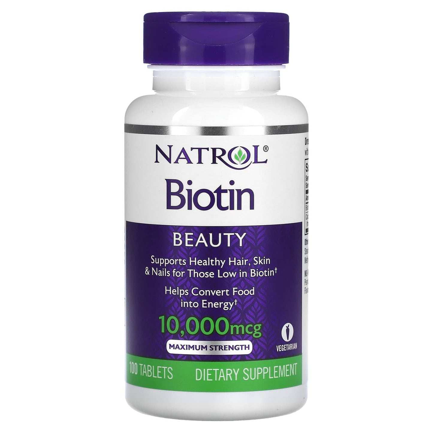 حبوب بيوتين 10000 لتحسين صحة الشعر والبشرة والأظافر من ناترول 100 قرص - Natrol Biotin Beauty Maximum Strength