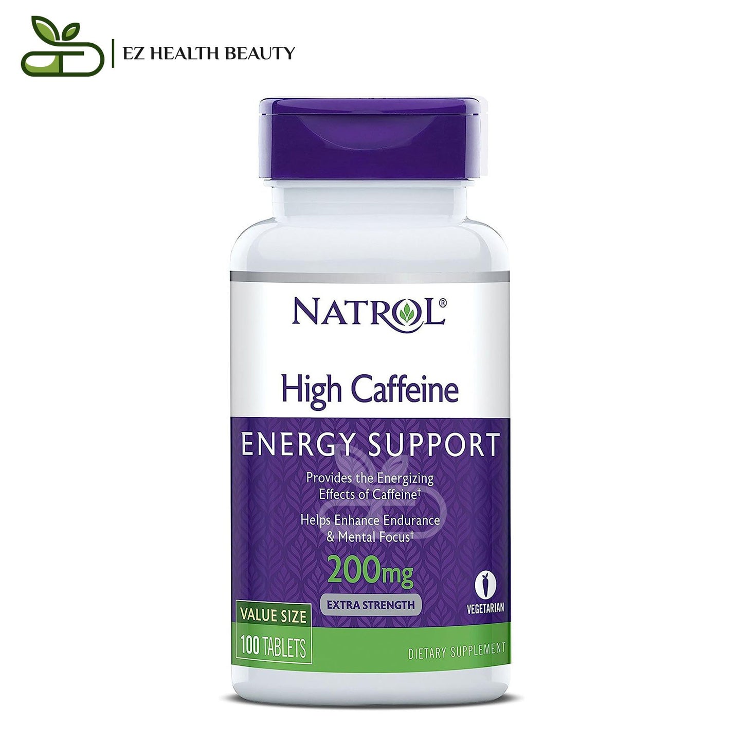 أقراص هاي كافيين ناترول لدعم الطاقة 200 ملجرام 100 قرص – Natrol High Caffeine Extra Strength