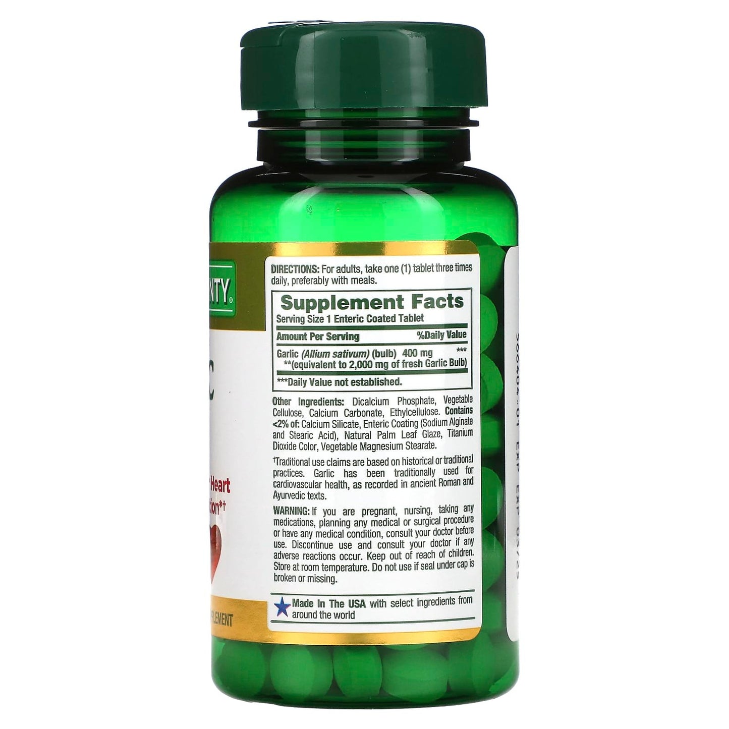 Nature's Bounty Garlic Tablets 2,000 mg - 120 Coated Tablets