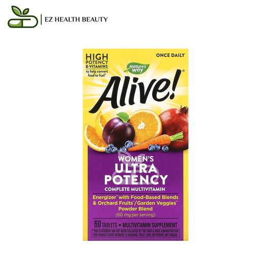 ألايف مالتي فيتامين فائق الفعالية للنساء 60 قرصًا Alive Once Daily Women's Ultra Potency Complete Multivitamin Nature's Way