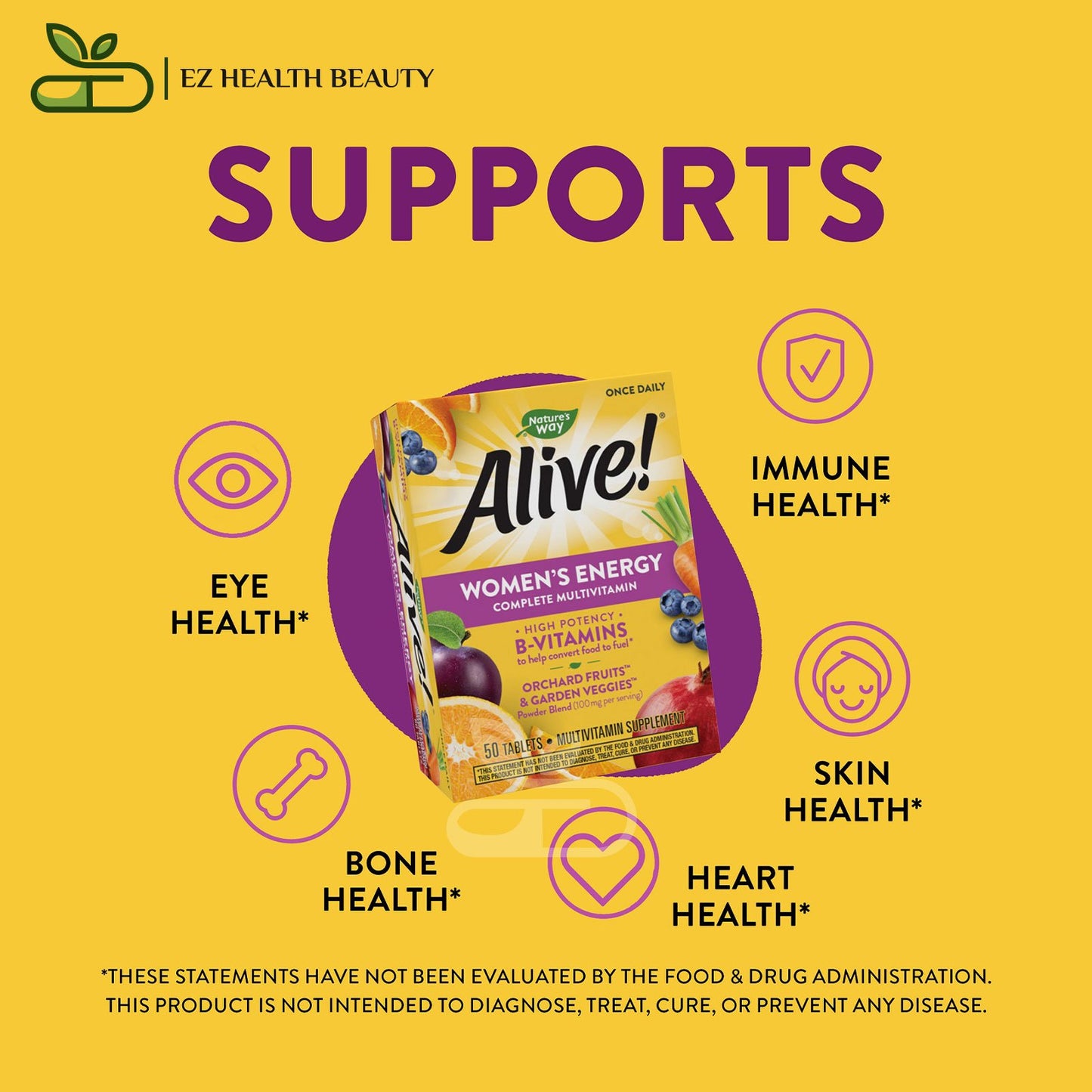 Alive Multivitamin To Support Women's Energy Nature's Way 50 Tablets