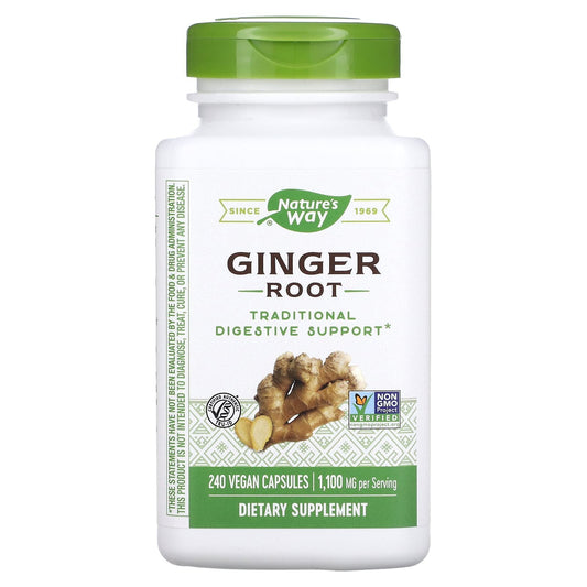 Nature's way ginger capsules digestive system supporter and enhancer - 550mg 180 Vegan Capsules