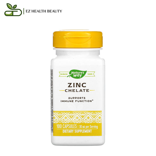 كبسولات الزنك شيلات لرفع المناعة 30 مجم 100 كبسولة Zinc Chelate Nature's Way