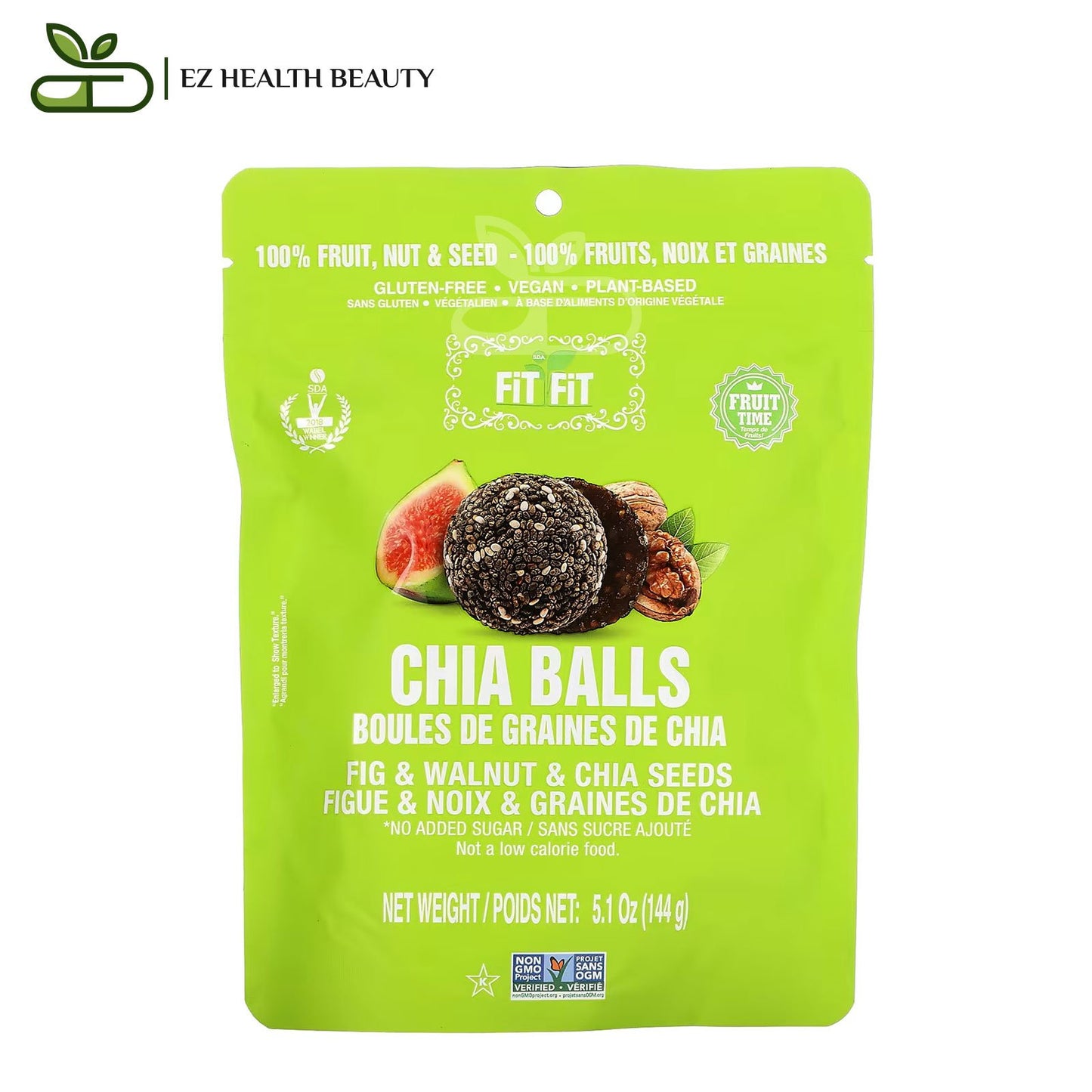 كرات الشيا والتين والجوز وبذور الشيا ناتشرز وايلد أورجانيك | Nature's Wild Organic Chia Balls, Figs &amp; Walnuts &amp; Chia Seeds, (144 g)