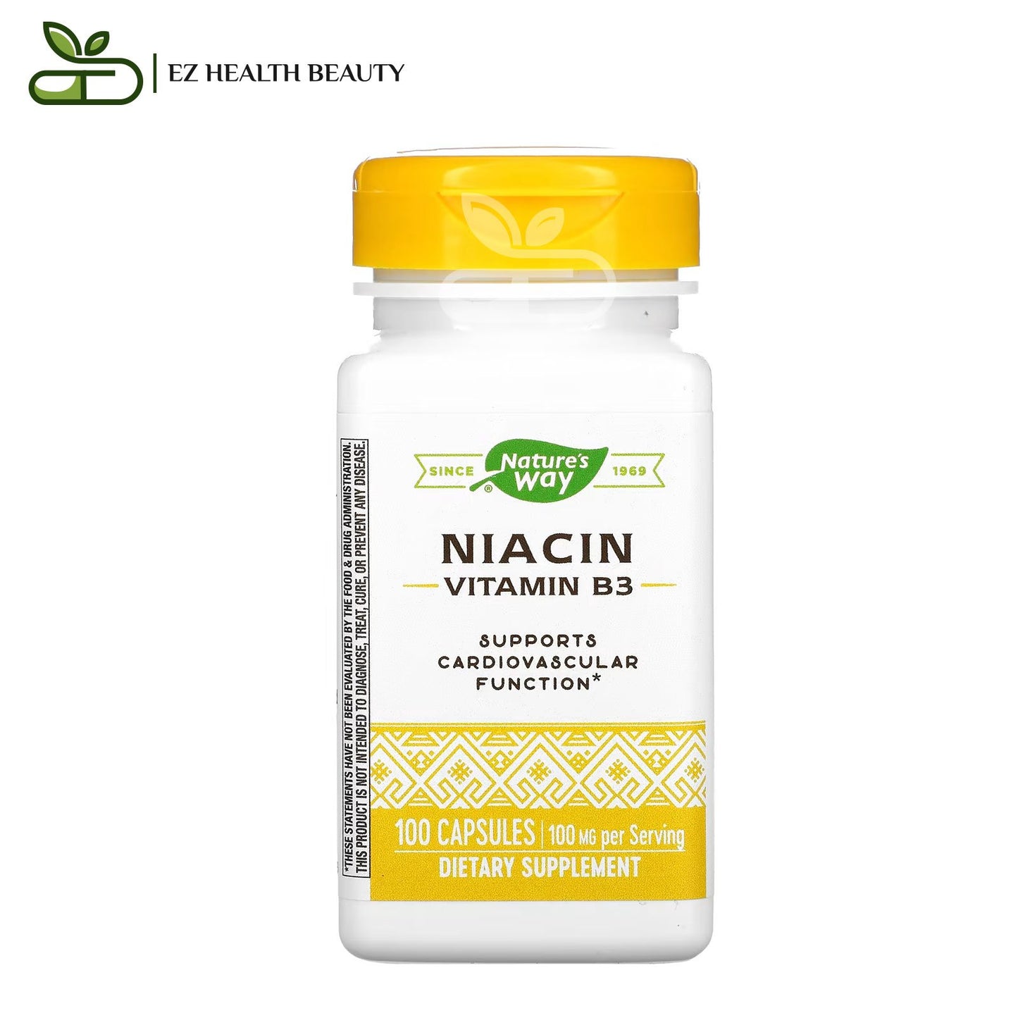 اقراص النياسين فيتامين ب3 لدعم الاوعية الدموية Nature's way Niacin عدد 100 قرص بتركيز 100 ملجم