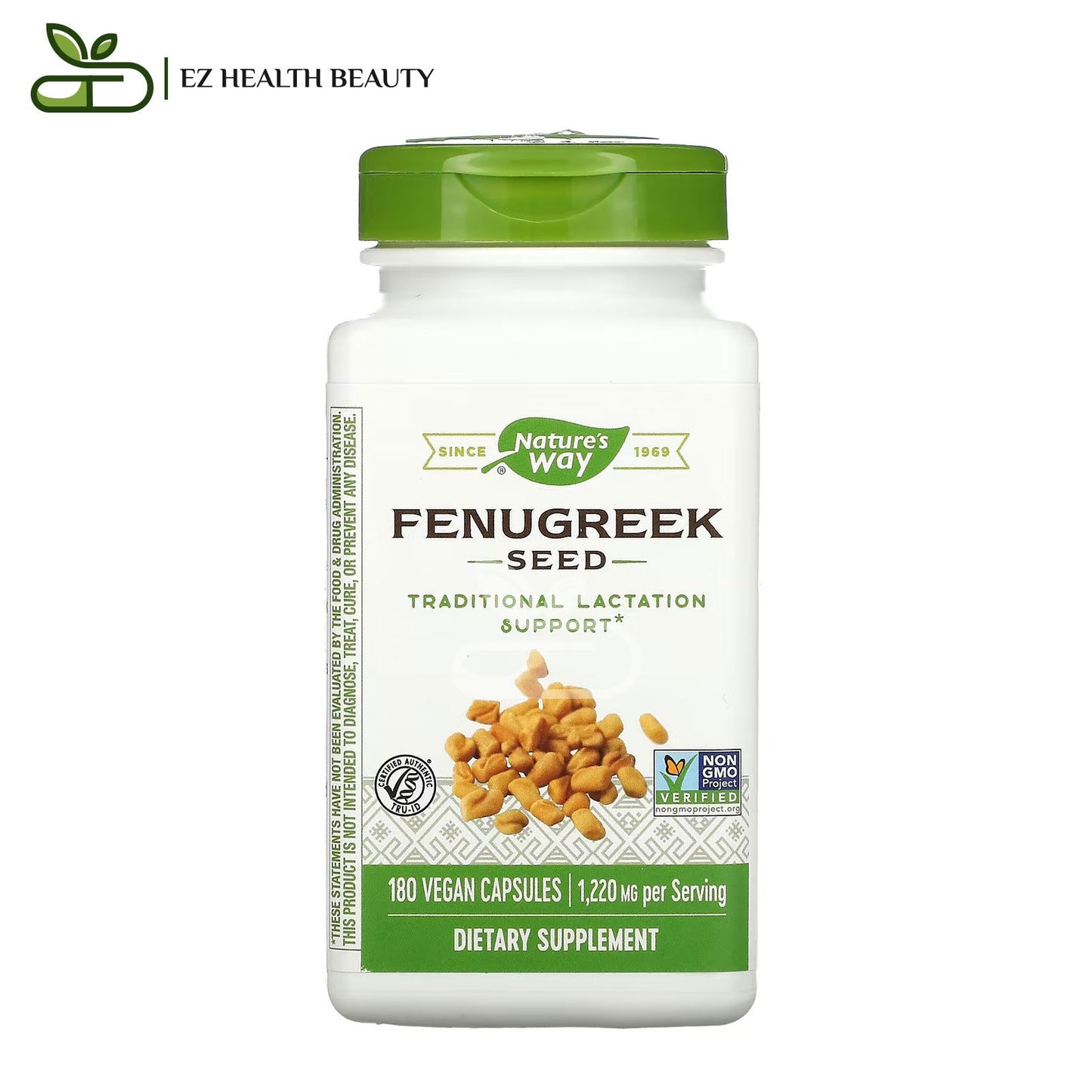 Fenugreek seed pills nature's way for lactation and digestion support - 180 vegetarian capsules