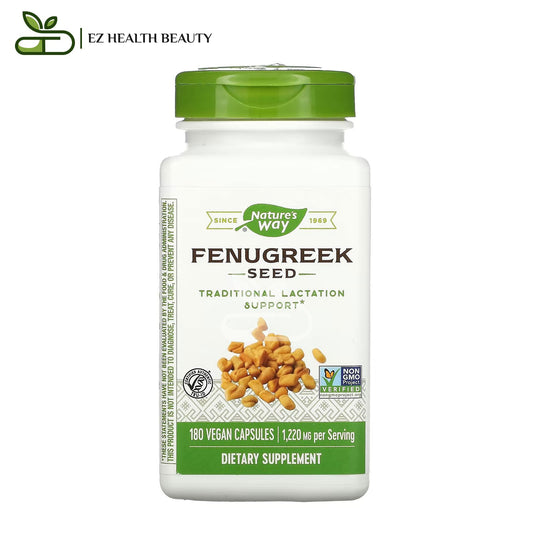 حبوب fenugreek لتحسين الصحة العامة وعلاج مشاكل الهضم 180 كبسولة نباتية Nature's way fenugreek seed 1220 mg